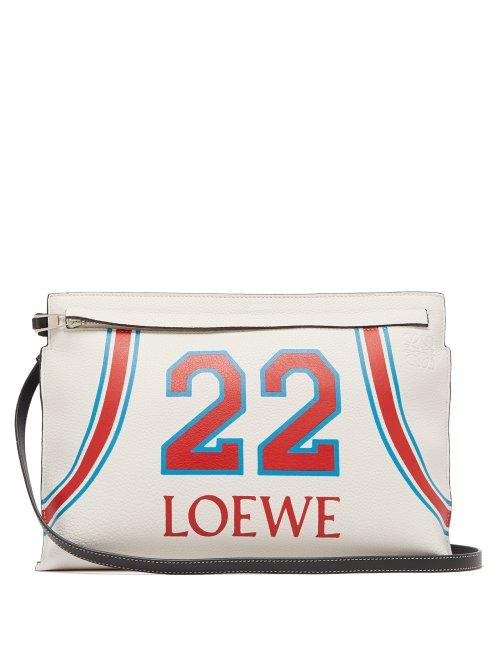 Matchesfashion.com Loewe - T Pouch Printed Leather Bag - Mens - Red Multi