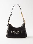Balmain - B-army Leather-trim Canvas Shoulder Bag - Womens - Black White