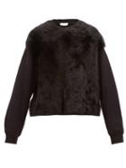 Matchesfashion.com Raey - Panelled Shearling And Cotton Sweatshirt - Womens - Black