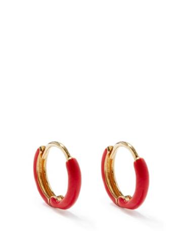 Matchesfashion.com Fry Powers - Unicorn Rainbow Enamel & 14kt Gold Huggie Earrings - Womens - Red
