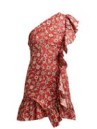 Matchesfashion.com Isabel Marant Toile - Teller Floral Print Ruffled Linen Dress - Womens - Red Multi
