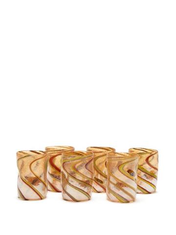 Matchesfashion.com Cabana Magazine - Set Of Six Pennellate Water Glasses - Multi