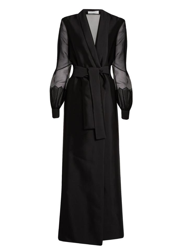 Gabriela Hearst Jolies Sheer-sleeve Tie-waist Coat
