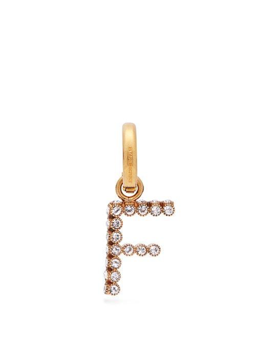 Matchesfashion.com Burberry - F Crystal Embellished Letter Charm - Womens - Crystal