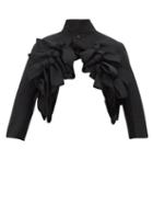 Matchesfashion.com Noir Kei Ninomiya - Bow Trim Cropped Wool Twill Jacket - Womens - Black