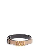 Matchesfashion.com Valentino - V Logo Skinny Leather Belt - Womens - Black
