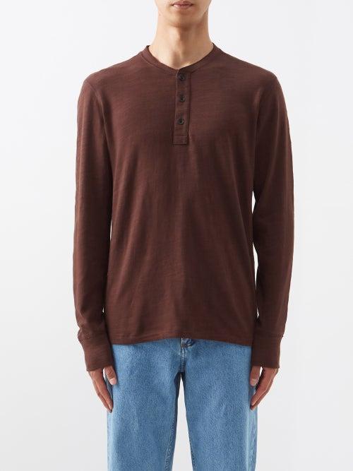 Rag & Bone - Cotton-jersey Henley Top - Mens - Brown