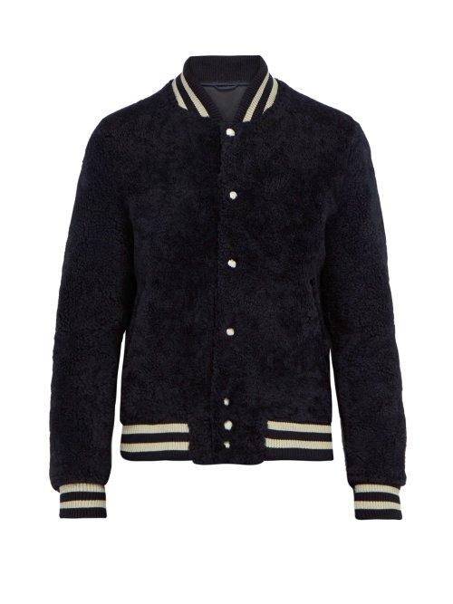 Matchesfashion.com Presidents - University Shearling Bomber Jacket - Mens - Blue