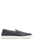 Matchesfashion.com Giorgio Armani - Whipstitched Collapsible-heel Leather Loafers - Mens - Navy