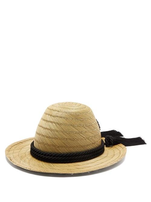 Matchesfashion.com Gucci - Passementerie Trim Straw Hat - Womens - Black