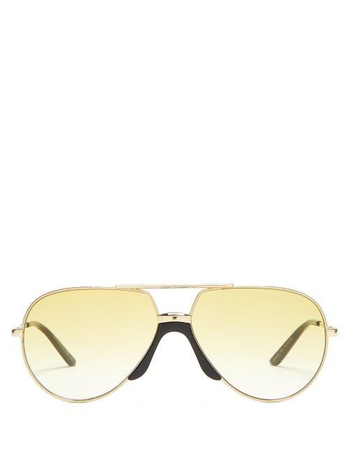 Matchesfashion.com Gucci - Tinted Aviator Sunglasses - Womens - Yellow Multi