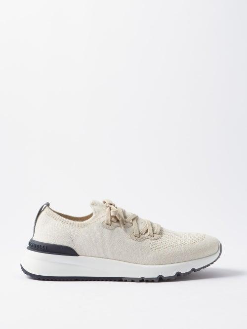 Brunello Cucinelli - Stretch-knit Trainers - Mens - Cream White