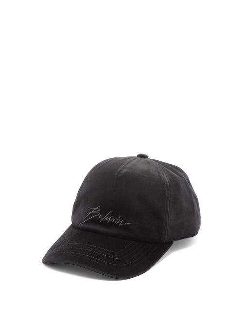 Matchesfashion.com Balmain - Logo Embroidered Velvet Baseball Cap - Mens - Black