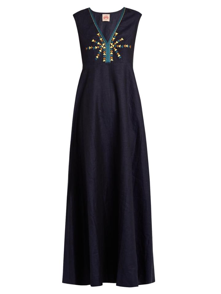 Le Sirenuse, Positano Astrid Embroidered Linen Maxi Dress