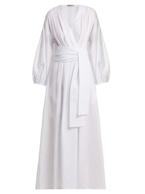 Matchesfashion.com Three Graces London - Roksana Cotton Broderie Anglaise Maxi Dress - Womens - White