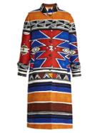Stella Jean Usare Geometric-print Brushed Coat