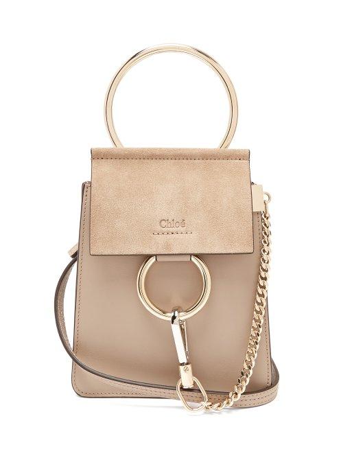Matchesfashion.com Chlo - Faye Mini Suede Panel Leather Cross Body Bag - Womens - Grey