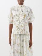 Zimmermann - Jeannie Scalloped Floral-print Cotton-voile Blouse - Womens - Floral