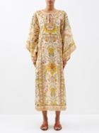Zimmermann - Laurel Floral-print Linen Kaftan Dress - Womens - Yellow Print