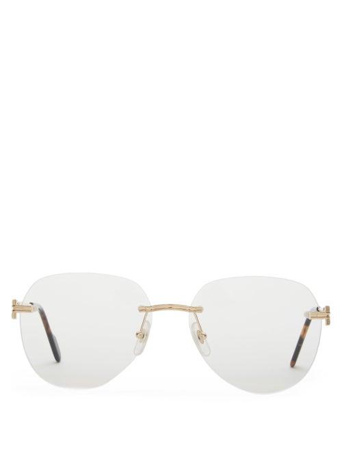 Matchesfashion.com Cartier Eyewear - Premire De Cartier Rimless Round Metal Glasses - Mens - Gold