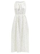 Deiji Studios - Totem Floral-print Linen Maxi Dress - Womens - White