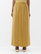 Raey - Drawstring Silk Maxi Skirt - Womens - Dark Tan