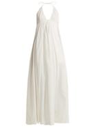 Matchesfashion.com Kalita - Atlas Halterneck Cotton Maxi Dress - Womens - White