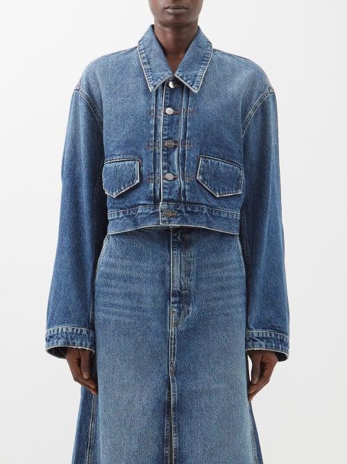 Khaite - Combly Cropped Denim Jacket - Womens - Blue