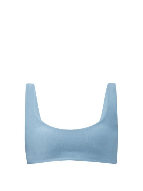 Matchesfashion.com Jade Swim - Rounded Edges Scoop-neck Ribbed Bikini Top - Womens - Blue