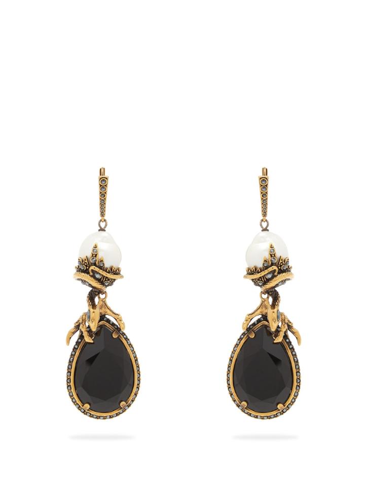 Alexander Mcqueen Crystal-embellished And Faux-pearl Drop Earrings