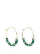Matchesfashion.com Elise Tsikis - Beaded Turquoise And Gold Plated Hoop Earrings - Womens - Green