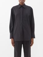 Another Tomorrow - Oversized Wool Shirt - Womens - Black