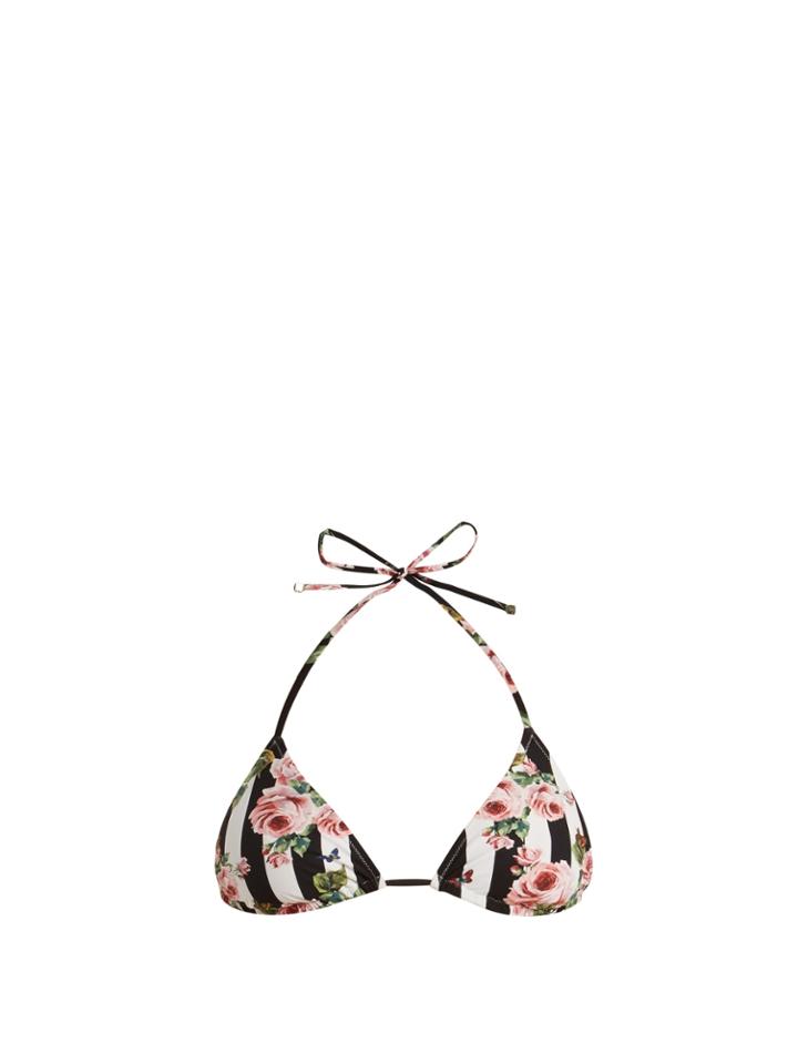 Dolce & Gabbana Rose-print Triangle Bikini