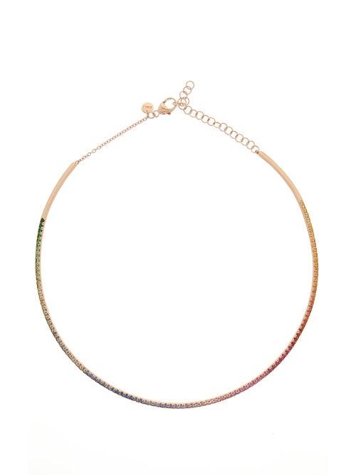 Matchesfashion.com Diane Kordas - Rainbow Sapphire & 18kt Rose Gold Choker - Womens - Multi