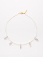 Timeless Pearly - Crystal Pendant And Pearl Choker - Womens - Pearl