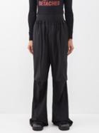 Raf Simons - Buttoned-waistband Wool Wide-leg Trousers - Mens - Black