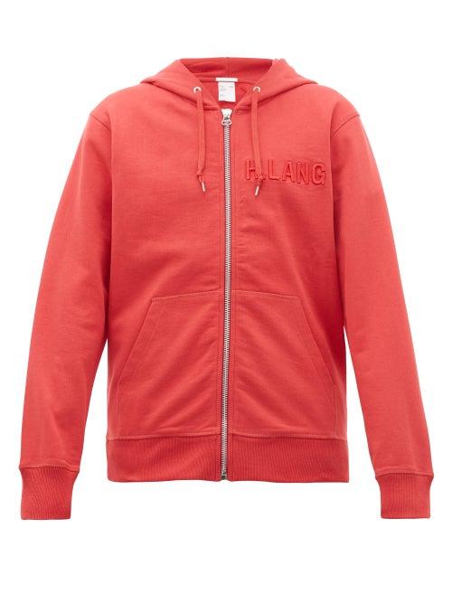 Matchesfashion.com Helmut Lang - Logo Embroidered Cotton Hooded Sweatshirt - Mens - Red