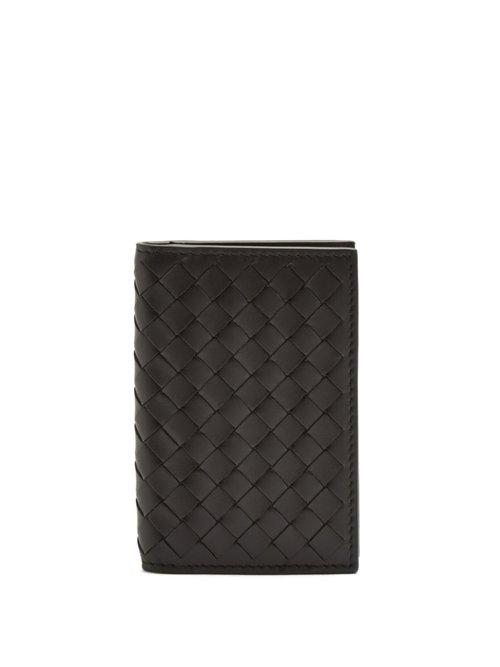 Matchesfashion.com Bottega Veneta - Intrecciato Bi Fold Leather Cardholder - Mens - Black