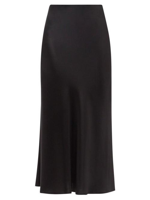 Ladies Rtw Galvan - Valletta Flared Satin Midi Skirt - Womens - Black