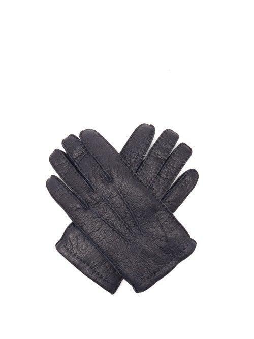 Matchesfashion.com Dents - Hampton Peccary Leather Gloves - Mens - Navy