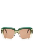 Matchesfashion.com Marni - Rothko Square Acetate Sunglasses - Womens - Green Multi