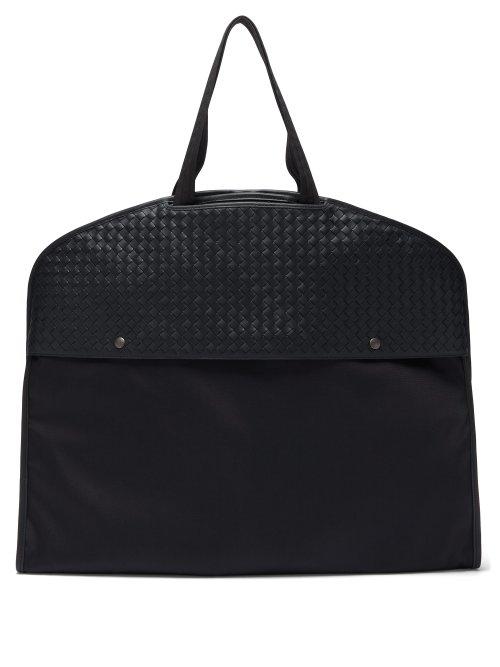 Matchesfashion.com Bottega Veneta - Intrecciato Leather And Canvas Suit Carrier - Mens - Black