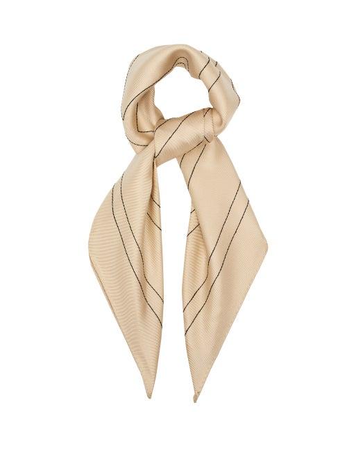Matchesfashion.com Totme - Logo-embroidered Silk-twill Scarf - Womens - Cream