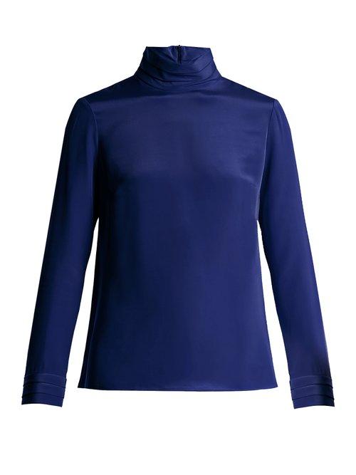 Matchesfashion.com Goat - Eve Silk Crepe Blouse - Womens - Blue