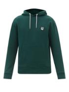 Maison Kitsun - Fox Head-patch Cotton-jersey Hooded Sweatshirt - Mens - Dark Green