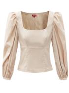Matchesfashion.com Staud - Lana Square-neck Cotton-blend Top - Womens - Light Beige