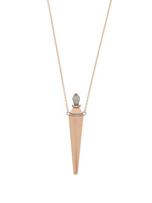 Matchesfashion.com Diane Kordas - Diamond Pav & 18kt Rose Gold Amulet Necklace - Womens - Rose Gold