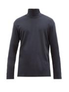 Matchesfashion.com Altea - Barry Roll Neck Cotton Jersey Top - Mens - Navy