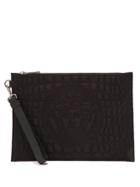 Versace Crocodile-quilted Logo-embellished Crepe Pouch