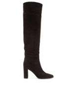 Matchesfashion.com Gianvito Rossi - 85 Square-toe Knee-high Suede Boots - Womens - Black